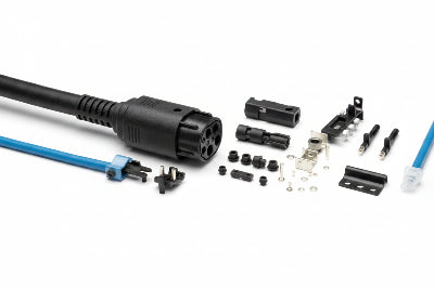 Cable with connectors on a white background