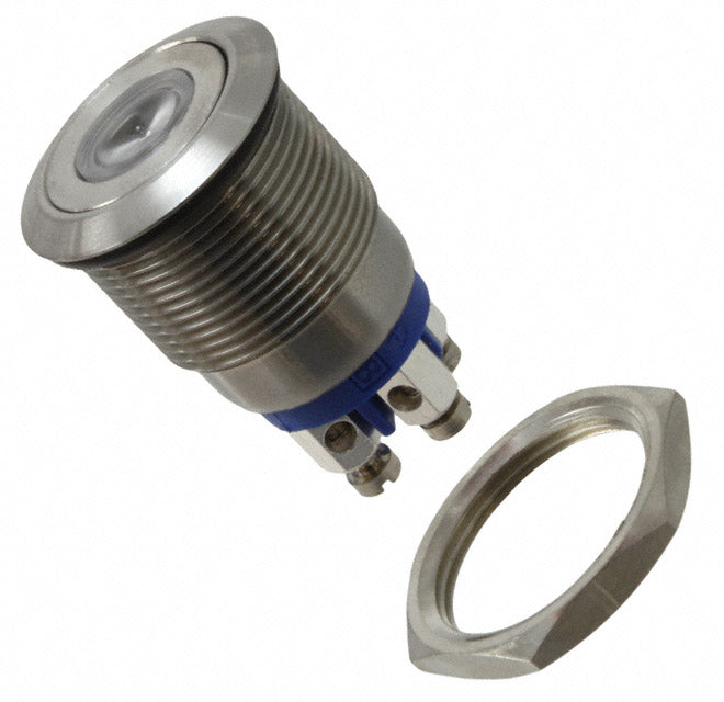MPI001/TERM/BL by Bulgin - PUSH SWITCH SPST-NO 0.05A 24V