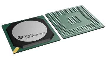 Electronic component with Texas Instruments logo on a clear background