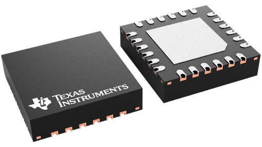Two electronic components with Texas Instruments logo on a clear background