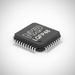 Microcontroller IC with 'M' logo on a white background